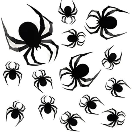 Halloween 3D Spindel Dekoration, Läskig Realistisk Svart Spindelklistermärke DIY Fönster Vägg Dekal för Heminredning Badrum Ind
