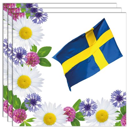 Sverige Servietter Blomster