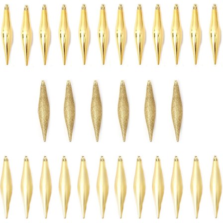 Christmas Finial Drop Ornaments 30PCS/6Set splittringssäker julbollshänge