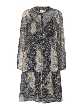 Snaky Dress Patterned Cream