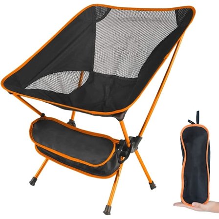Sammenklappelig Campingstol Ultralet, Bærbar Rygsækstol, Kraftig 135 kg Kapacitet, Udendørsstole med Bæretaske til Camping, Have