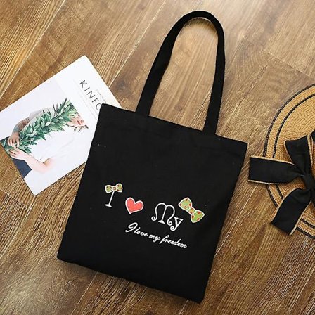 Dww-Letter Crossbody Bag (Svart 34*37cm), Casual Canvas Bag, Daglig Pendling