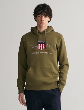 GANT Reg Archive Shield Hoodie - Green - S