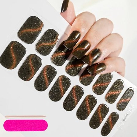 16 Tips Semi-Härdade Gel Nagelstickers Ren Färg UV/LED Lampa Gel Nagellack Wraps Långvarig Full Täckning Gel Sticker Nageldekoration##