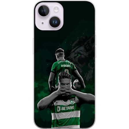 Yhteensopiva Puhelinkuori Apple iPhone 15 Plus Neonmotiivi, jossa teksti "Gaming is in my DNA" sinisenä ja punaisena tiiliseinällä, jossa loistava DNA