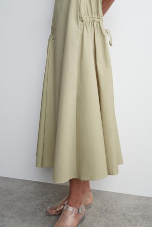 COS Women's Vestido Midi Con Paneles Fruncidos in Verde