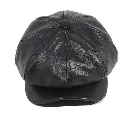 Män Kohud Newsboy Cap - Brun äkta läder åttkantig hatt Koskinn Höst Vinter Brittisk stil Mode Basker
