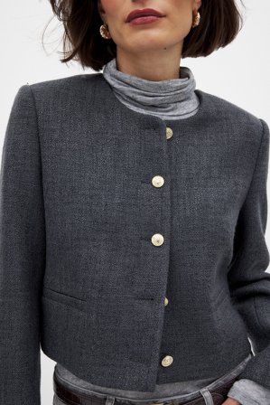 NA-KD Veste en tweed - Blazer ajusté - Gris - EU 40