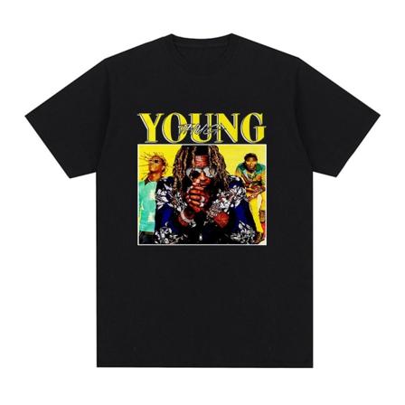 Rapper Young Thug Grafisk T-shirt Herr Kvinnor Mode Hip Hop Vintage T-shirt Q05928 Black XS