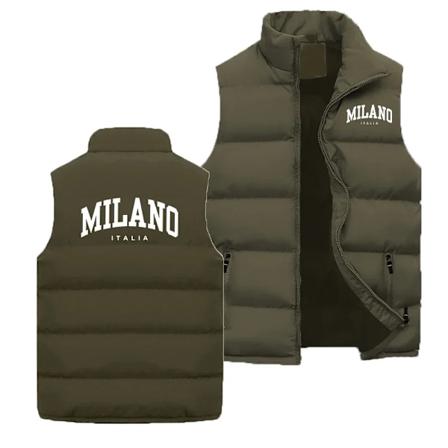 Mænds Høj kvalitet Luksus Vestejakke Milano Print Varmt Vindtæt Sports Dunjakke Vandafvisende Vandreture Ærmeløs Jakker Army Green 02 Size XXXL