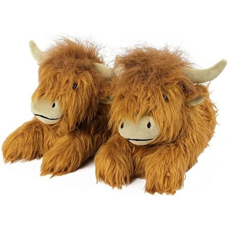 Bløde plyssede skotske ko-tøfler til indendørs brug om vinteren