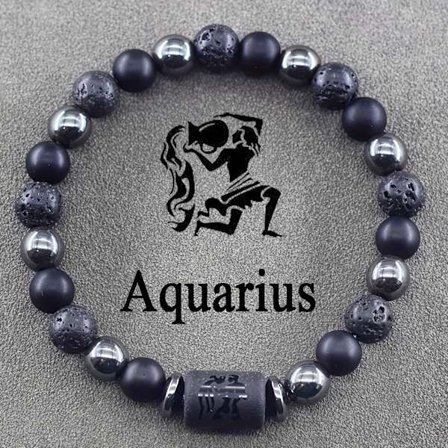 1 stk. Naturlig Sten Perle Zodiac Armbånd 12 Astrologiske Tegn