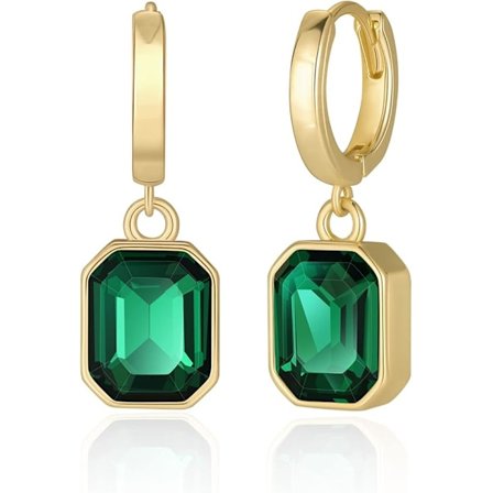 Kristal Guld Hoop Øreringe til Kvinder, 14K Guldbelagte Hængeøreringe | Allergivenlige Huggie Øreringe Smykker