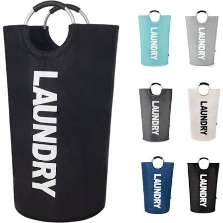 Vasketøjskurv med polstrede håndtag, vandtæt sammenklappelig vasketøjskurv, vasketøjskurv til badeværelse, vaskerum, kollegieværelse sort