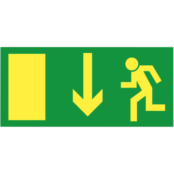 NØDUTGANGSKILT PIL NED 20X15CM