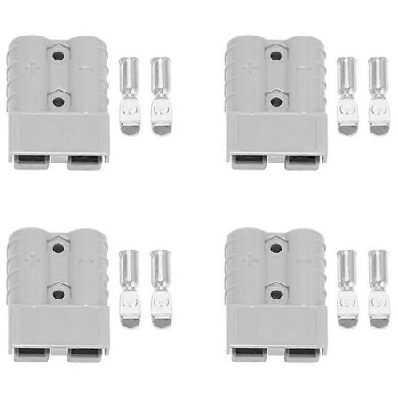 4X for Anderson Style Plug-kontakter 50A 600V 6-12AWG AC/DC Strømverktøy for 6AWG Plated Solid Terminaler Plugger Grå