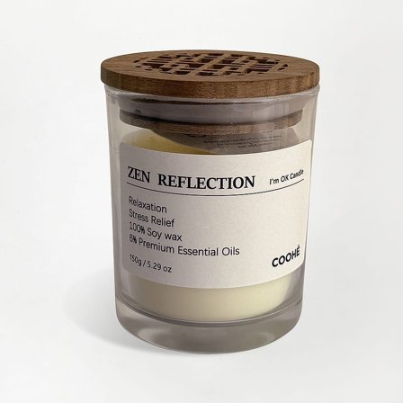 COOHÉ I'M OK Soy Wax Aroma Candle Zen Reflection 150 g, Tøj & Bolig, Lys & Lamper, Duftlys