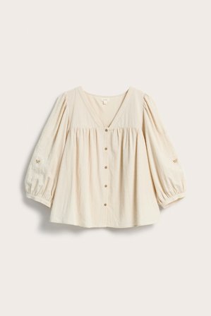Newbie | Blus med broderier Newbie Woman | Ljusbeige