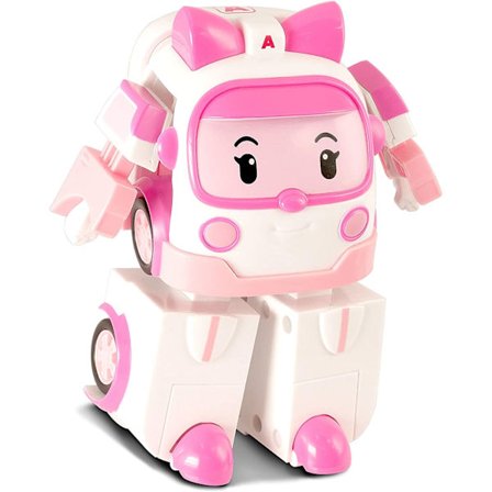 Rosa - Polert Transformerbar Robotbil - 10 cm - Transformerbar i
