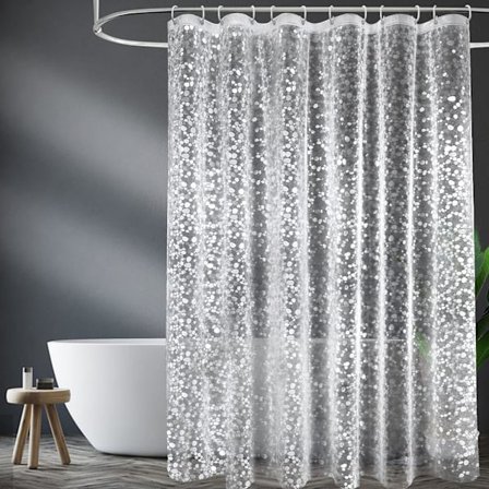 Bruseforhæng, skimmelresistente, PEVA vandtætte kraftige badeværelsesforhæng med 12 kroge, 180 x 180 cm, brosten