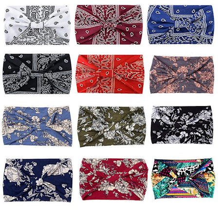 Hårbånd til Kvinder Boho Trykt Anti-Slip Hårbånd Sport Yoga Løbe Elastisk Sved Hår Wrap til Piger