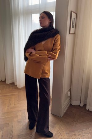 NA-KD - Strikket omslagsjakke i ullblanding - Cardigan - Brun - XS