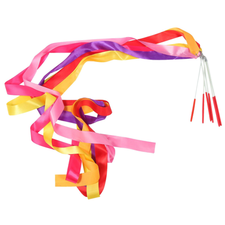 6 stk. Gymnastikbåndsstænger Farverige Bånd Til Gymnastiktræning Bånddansende Streamere Til BørnAssor Assorted Color 230x4.5cm