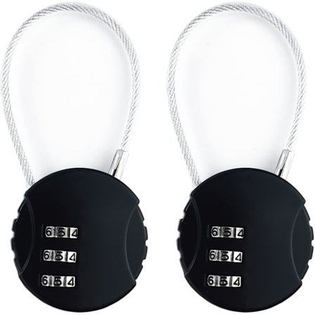 Svart - 2-pakning 3-sifret sikkerhetshengelås, hengelås for utendørs bruk, bagasjelås, sportslås, skaplås