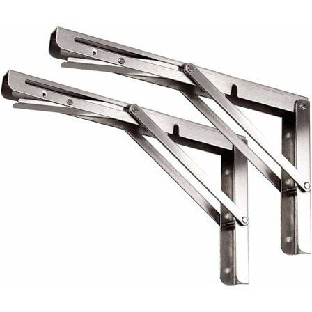 2 stk. Foldbare Beslag 350 mm, Foldbar Konsol i Rustfrit Stål B