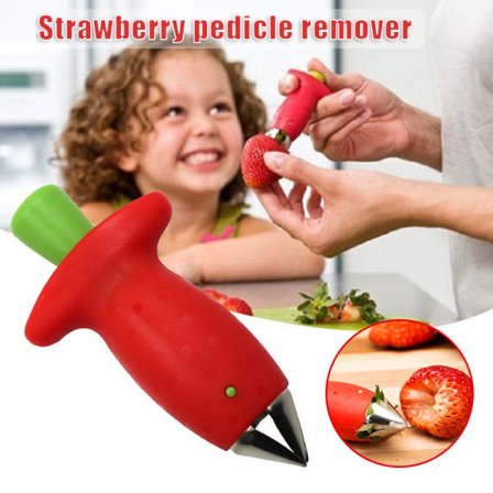 [NT] Mansikkakuorija Kannettava hedelmäydintyökalu Hedelmä- ja vihanneslehtien poistaja Käytännöllinen keittiötyökalu Punainen