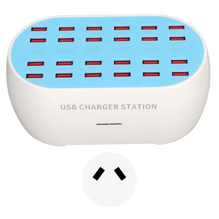 USB-opladningsstation 160W 24-port Smart Chip Multi USB-bordlader til hotelbutiksskole 100-240V AU-stik