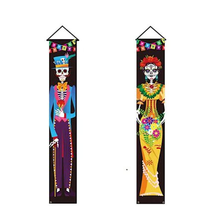 Dag de Muertos Couplet Dørgardin Banner Halloween Skelet Par Dekoration Hængende Flag