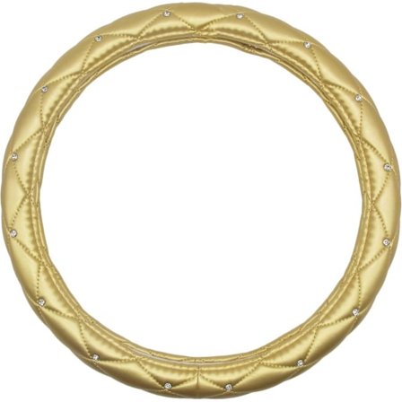 Läderrattöverdrag för bil, halkfritt bekvämt elegant universellt 15 tum, guld