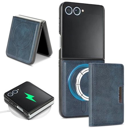 Samsung Z Flip 7 puhelin kotelo MagSafe-korttipidikkeellä, sininen