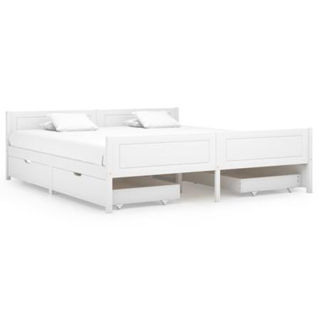 Vidaxl Sängram Med 4 Lådor Vit Massiv Furu 180x200 Cm Vit