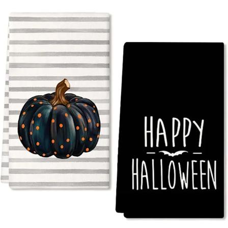 Pumkinmønstret Mikrofiber Rengøringsklud Multifunktionelt Håndklæde til Køkken Badeværelse Opvaskklud Jule-Halloween Dekoration Black Pumpkin A 