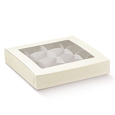 Choklad/Pralin box- Antique white Pelle