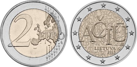 Litauen 2015 - Det litauiske sprog - 2 euro mønt