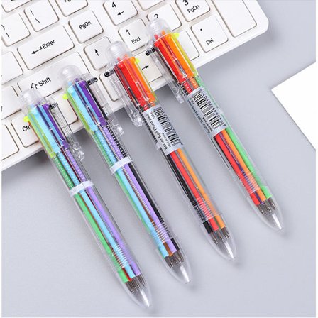 24-pak 0,5 mm 6-i-1 Multifarvet Kuglepen 6 Farver Tilbagetrækbart