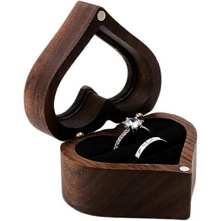 Puinen sormusrasia kosintaan | Sormusrasia hääseremoniaan | Kihlasormusrasia | Sydämenmuotoinen sormusrasia | Puinen sormusrasia (Sydän - Kaksi 