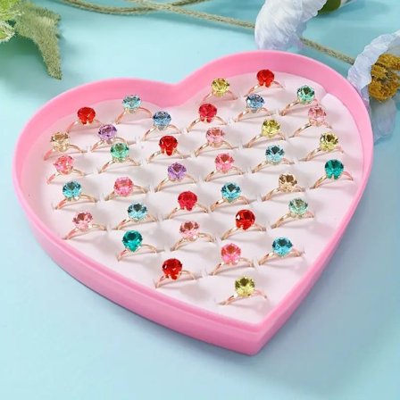 36 stk. Fargerike ringer for jenter, gaver til venner, utkledningstilbehør B