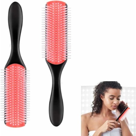 Row Curly Hårbørste, 9 Row Curly Kam, Professionel Filtbørste, Curl Definerende Kam, Kompakt Letvægts Anti-Frizz Børste til Krøllet Hår - Rød