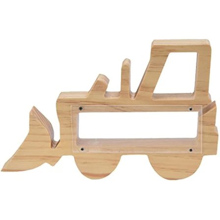 Sparebøsse for barn Søt Gaffeltruck Transparent Tre Sparebøsse Hul Ut Resirkulerbar Myntboks Naturlig Tre Pengerboks For Hjemmedekorasjon