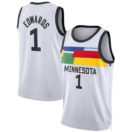SQBB 2023 Ny sesong NBA City Edition-trøye MIN NO 1-trøye XL