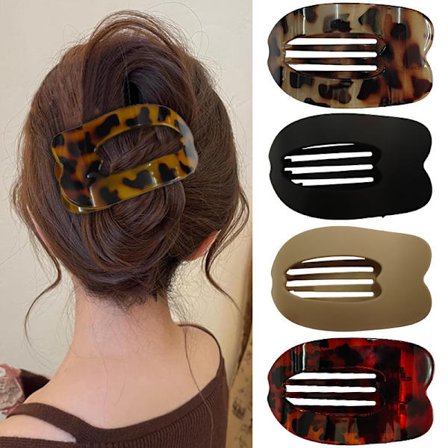4 st platta hårklämmor för kvinnor, böjd design hårklämmor för att ligga ner och köra bil, matta starka hårklämmor för tjockt och tunt hår_yux