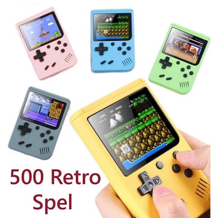 Mordely Klassiska spel Handhållna Retro videospel Gameboy Kids Gifts 500 Classic Game Retro videospel-Grå