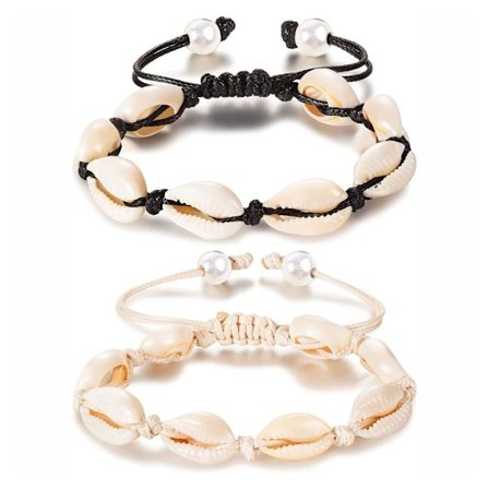 2 st/ set för skalsmycken Casual Natural for Shell Handvävda justerbara armband Hawaiian Beach Foot Smycken Birthda