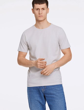 Lindbergh Mouliné O-Neck Tee S/S - Grey - S