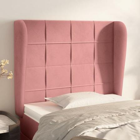 Vidaxl Huvudgavel Med Kanter Rosa 83x23x118/128 Cm Sammet Rosa