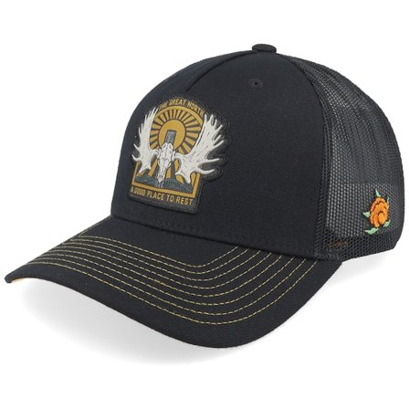 SQRTN - Schwarz trucker Cap - Älghorn Cap Black Trucker @ Hatstore
